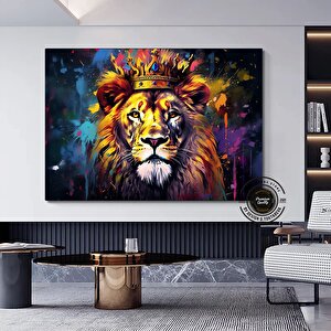 Graffiti Aslan Kanvas Baskısı; Renkli Kanvas Resimler; Ev Duvar Dekoru; Kral Aslan Duvar Sanatı; Soy 20x30 cm