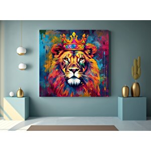 Soyut Graffiti Aslan Tablosu; Modern Hayvan Sokak Sanatı; Renkli Kanvas Poster Baskısı; Duvar Sanatı