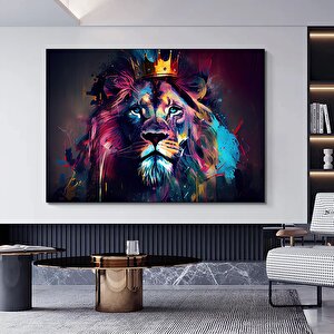 Graffiti Aslan Tablosu, Renkli Modern Hayvan Sokak Sanatı 120x180 cm