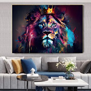 Graffiti Aslan Tablosu, Renkli Modern Hayvan Sokak Sanatı