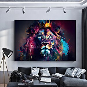 Graffiti Aslan Tablosu, Renkli Modern Hayvan Sokak Sanatı 30x40 cm