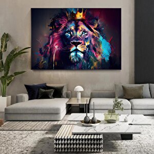 Graffiti Aslan Tablosu, Renkli Modern Hayvan Sokak Sanatı