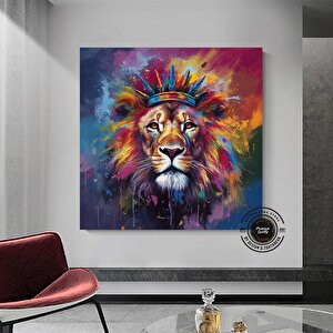 Pop Art Aslan Kanvas Duvar Sanatı; Soyut Hayvan Sanatı Baskısı; Renkli Aslan Resmi; Soyut Aslan Sana