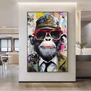 Renkli Maymun Baskısı, Graffiti Tarzı Kanvas, Soyut Yüz Posteri