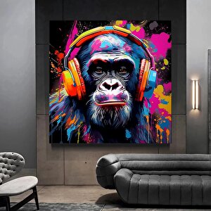 Soyut Grafiti Maymun, Komik Goriduvar Sanat Resmi, Renkli Şempanze Tuval Dekor