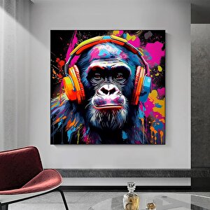 Soyut Grafiti Maymun, Komik Goriduvar Sanat Resmi, Renkli Şempanze Tuval Dekor