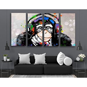 Soyut Graffiti Maymun; Renkli Şempanze Kanvas