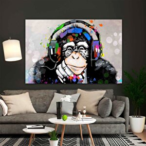 Soyut Graffiti Maymun; Renkli Şempanze Kanvas 120x150 cm