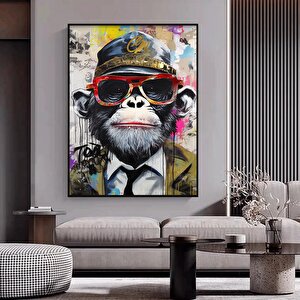 Renkli Maymun Baskısı, Graffiti Tarzı Kanvas, Soyut Yüz Posteri