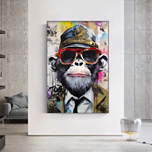Renkli Maymun Baskısı, Graffiti Tarzı Kanvas, Soyut Yüz Posteri