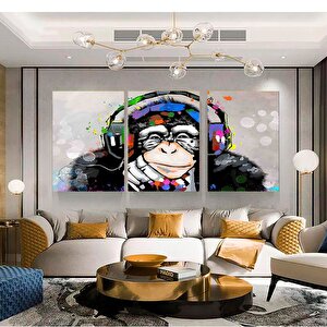 Soyut Graffiti Maymun; Renkli Şempanze Kanvas 80x160 cm