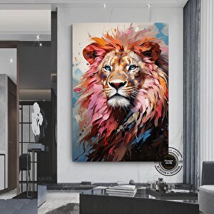 Renkli Aslan Poster – Soyut Aslan Tablosu – Modern Duvar Dekoru 20x30 cm