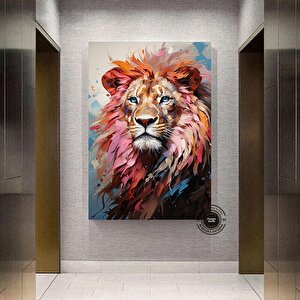 Renkli Aslan Poster – Soyut Aslan Tablosu – Modern Duvar Dekoru 20x30 cm