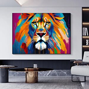 Soyut Grafiti Sanatı Aslan Resmi Modern Hayvan Sokak Renkli Tuval Poster Baskısı Duvar Sanatı Resmi 60x90 cm