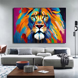 Soyut Grafiti Sanatı Aslan Resmi Modern Hayvan Sokak Renkli Tuval Poster Baskısı Duvar Sanatı Resmi 120x180 cm