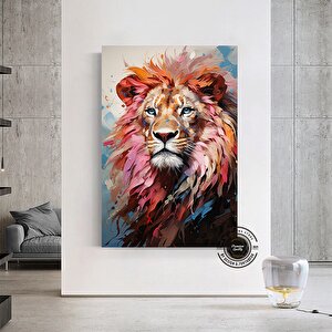 Renkli Aslan Poster – Soyut Aslan Tablosu – Modern Duvar Dekoru