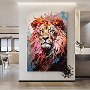 Renkli Aslan Poster – Soyut Aslan Tablosu – Modern Duvar Dekoru