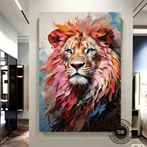 Renkli Aslan Poster – Soyut Aslan Tablosu – Modern Duvar Dekoru