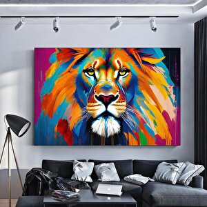Soyut Grafiti Sanatı Aslan Resmi Modern Hayvan Sokak Renkli Tuval Poster Baskısı Duvar Sanatı Resmi 70x150 cm