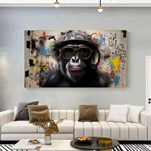 Maymun Özel Tasarım Tuval Sanatı, Maymun Tuval Sanatı, Bilge Maymun, Hayvan Duvar Sanatı 90x180 cm