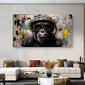 Maymun Özel Tasarım Tuval Sanatı, Maymun Tuval Sanatı, Bilge Maymun, Hayvan Duvar Sanatı 40x80 cm