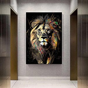 Soyut Grafiti Aslan Tablosu, Modern Hayvan Sokak Sanatı, Renkli Kanvas Poster Baskı 60x90 cm