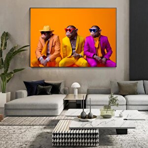 3 Maymun Kanvas Sanatı; Düşünen Maymunlar; Zeki Maymun Kanvas; Hayvan Duvar Sanatı; Ev Dekoru