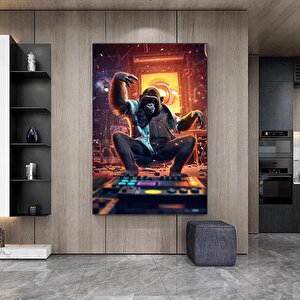 Dj Maymun Baskısı, Soyut Sanat, Renkli Kanvas Tablolar, Maymun Duvar Sanatı, Maymun Baskı