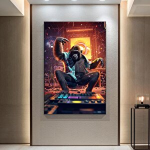 Dj Maymun Baskısı, Soyut Sanat, Renkli Kanvas Tablolar, Maymun Duvar Sanatı, Maymun Baskı