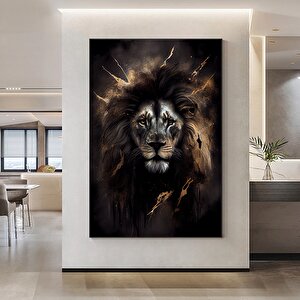 Aslan Kanvası, Renkli Kanvas Sanatı, Modern Hayvan Temalı Duvar Dekoru 60x90 cm