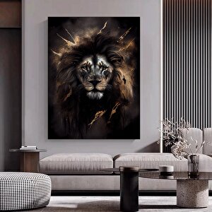Aslan Kanvası, Renkli Kanvas Sanatı, Modern Hayvan Temalı Duvar Dekoru 60x90 cm