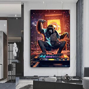 Dj Maymun Baskısı, Soyut Sanat, Renkli Kanvas Tablolar, Maymun Duvar Sanatı, Maymun Baskı 80x120 cm