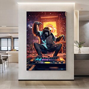 Dj Maymun Baskısı, Soyut Sanat, Renkli Kanvas Tablolar, Maymun Duvar Sanatı, Maymun Baskı 80x120 cm
