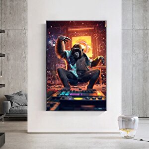 Dj Maymun Baskısı, Soyut Sanat, Renkli Kanvas Tablolar, Maymun Duvar Sanatı, Maymun Baskı