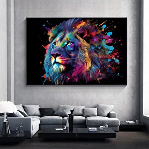 Soyut Kanvas Aslan Tablosu; Renkli Aslan Tablosu Poster Baskısı; Oturma Odası Duvar Sanatı