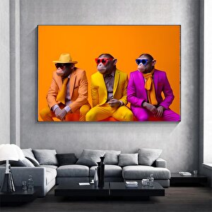 3 Maymun Kanvas Sanatı; Düşünen Maymunlar; Zeki Maymun Kanvas; Hayvan Duvar Sanatı; Ev Dekoru