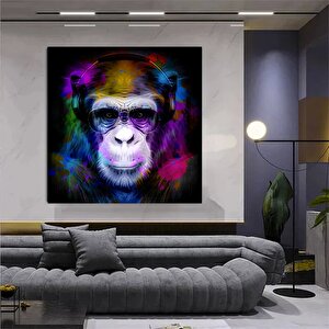 Renkli Maymun, Müzik Dinleyen Maymun Duvar Sanatı, Maymun Kanvas Baskısı, Hayvan Resimleri