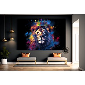 Graffiti Aslan Kanvas Baskı; Soyut Aslan Posteri 90x180 cm