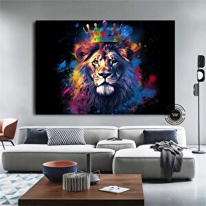 Graffiti Aslan Kanvas Baskı; Soyut Aslan Posteri 90x180 cm