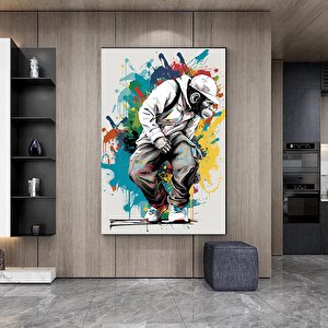 Renkli Maymun Baskısı, Soyut Sanat, Renkli Kanvas Tablolar, Graffiti Sanat Kanvası
