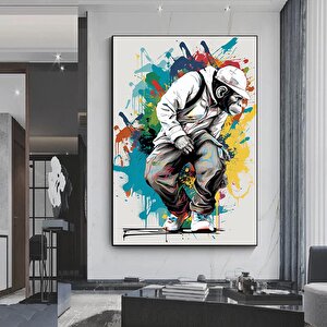 Renkli Maymun Baskısı, Soyut Sanat, Renkli Kanvas Tablolar, Graffiti Sanat Kanvası 70x100 cm