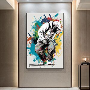 Renkli Maymun Baskısı, Soyut Sanat, Renkli Kanvas Tablolar, Graffiti Sanat Kanvası