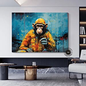 Soyut Grafiti Maymun; Komik Goril Duvar Sanatı; Renkli Şempanze Kanvas Dekoru; Grafiti Maymun Sanatı 60x120 cm