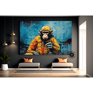 Soyut Grafiti Maymun; Komik Goril Duvar Sanatı; Renkli Şempanze Kanvas Dekoru; Grafiti Maymun Sanatı 60x120 cm
