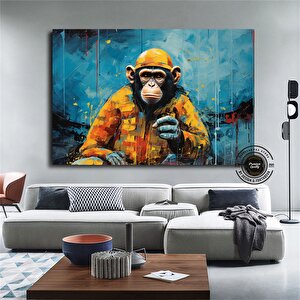 Soyut Grafiti Maymun; Komik Goril Duvar Sanatı; Renkli Şempanze Kanvas Dekoru; Grafiti Maymun Sanatı 60x120 cm