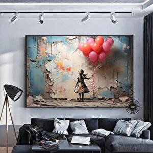 Balon Kız Pop Art Kanvas Baskısı, Banksy Sanatı, Balon Kız Grafiti, Sokak Grafiti Duvar Sanatı