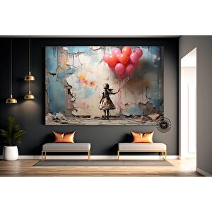 Balon Kız Pop Art Kanvas Baskısı, Banksy Sanatı, Balon Kız Grafiti, Sokak Grafiti Duvar Sanatı