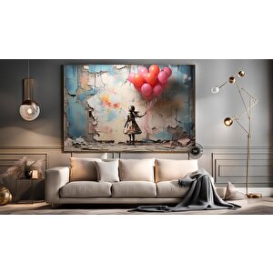 Balon Kız Pop Art Kanvas Baskısı, Banksy Sanatı, Balon Kız Grafiti, Sokak Grafiti Duvar Sanatı