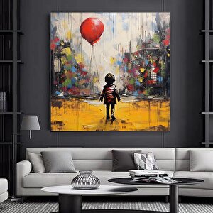 Banksy Balonla Uçan Çocuk Kanvası, Duvar Dekoru Posteri 50x50 cm