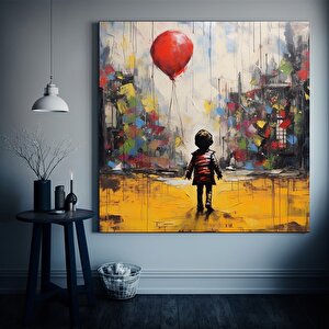 Banksy Balonla Uçan Çocuk Kanvası, Duvar Dekoru Posteri
